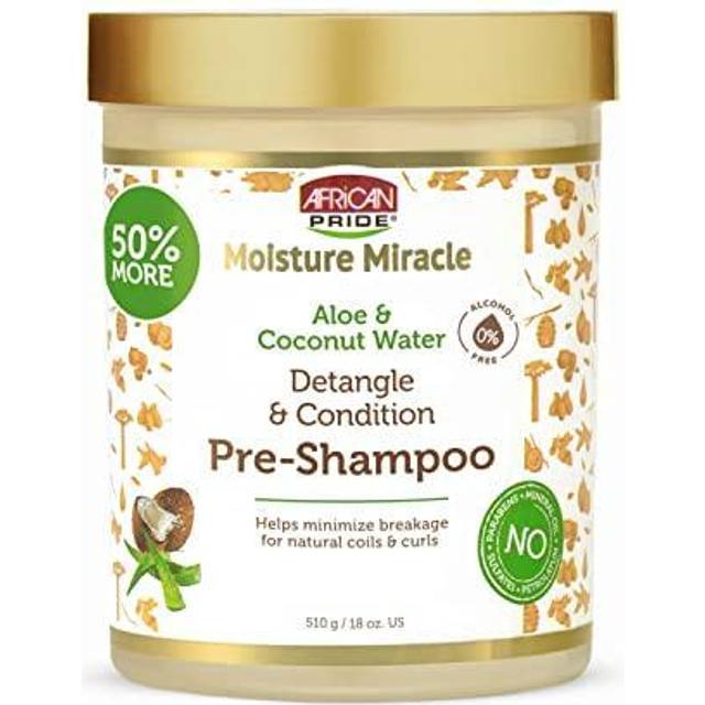 African Pride Moisture Miracle Aloe  Coconut Water PreShampoo Detangler  Preconditioner  Helps Minimize Hair Breakage for Natural Coils  Curls 18 oz