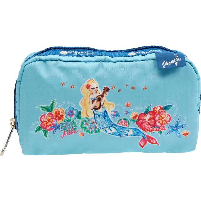 Le Sportsac Turquoise Rectangular Cosmetic Case - Green (Size 3.5  x 6.75  x 2)