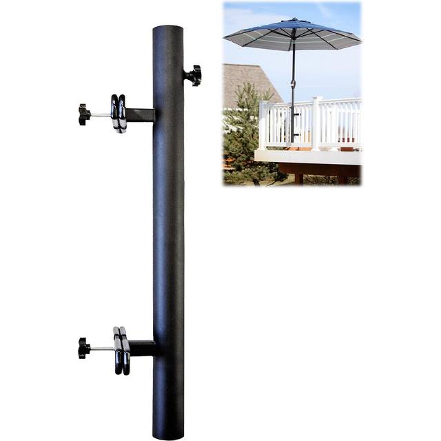 LOVE YOUR DECK Patio Umbrella Holder  Outdoor Umbrella Base and Mount  Attaches to Railing Maximizing Patio Space and Shade (Black)