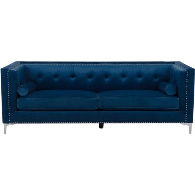 3 Seater Velvet Sofa Navy Blue AVALDSENES