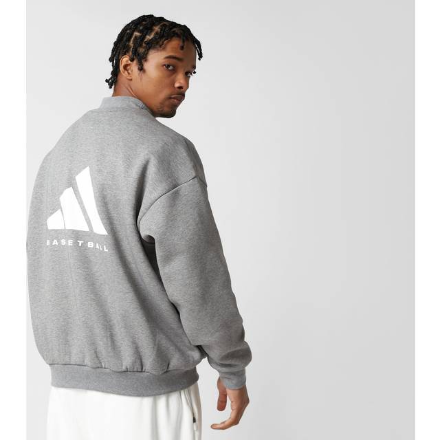 adidas Performance Unisex Basketball Heather Crew Sweatshirt - Grey Cotton - Size Medium