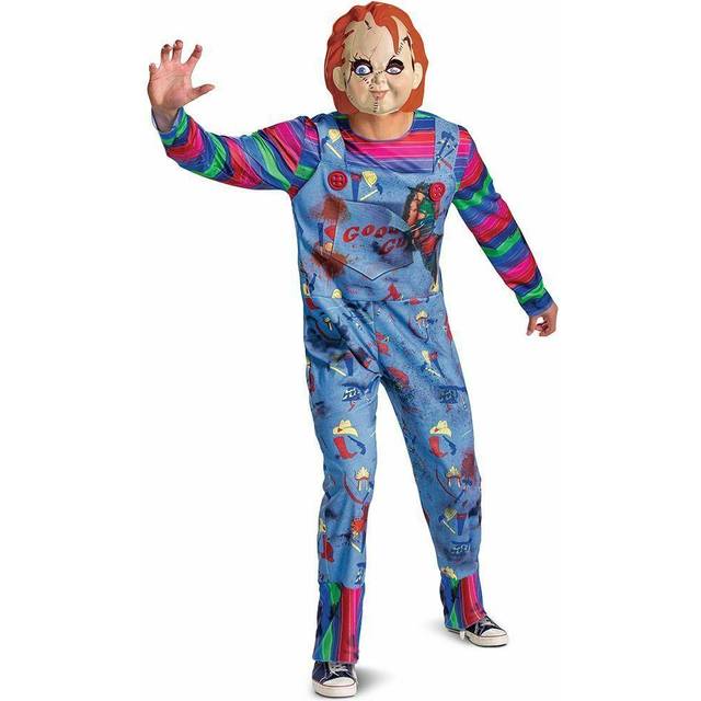 Child's Play Chucky Deluxe Costume for Adults - Blue&#47;Red&#47;Yellow (M)