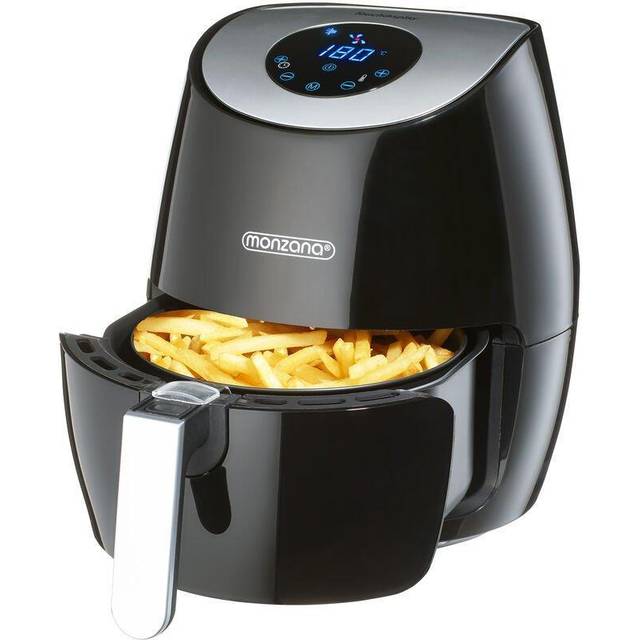 Hot Air Fryer Digital Touch Display 3.6L No Oil Healthy 6 Programs 1500W Kitchen Fryer Convection Oven Black xxl - Monzana