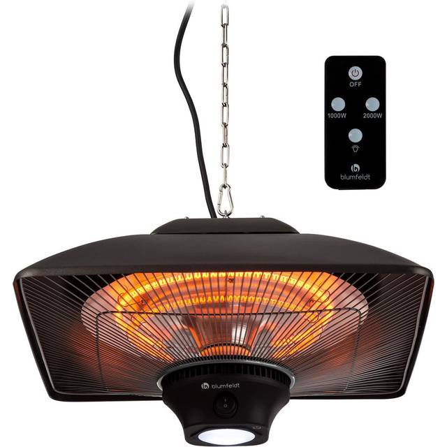 Electric hanging patio heater 2000 w remote carbon outdoor infrared heater black