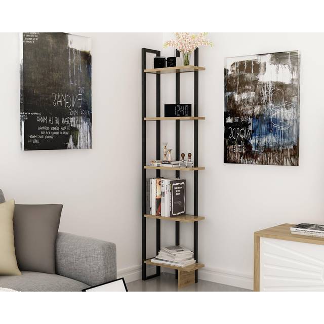 Decorotika Alice 5-tier Corner Bookcase Bookshelf Shelving Unit - Black And Oud, Multi