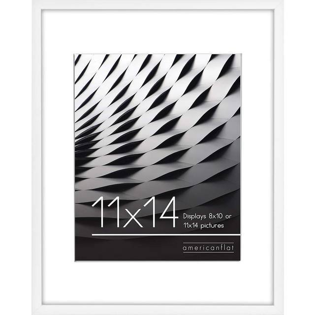 Americanflat 11x14 Picture Frame White - Use as 8x10 Picture Frame with Mat or 11x14 Frame Without Mat - Thin Border Photo Frame with Shatter-Resistan
