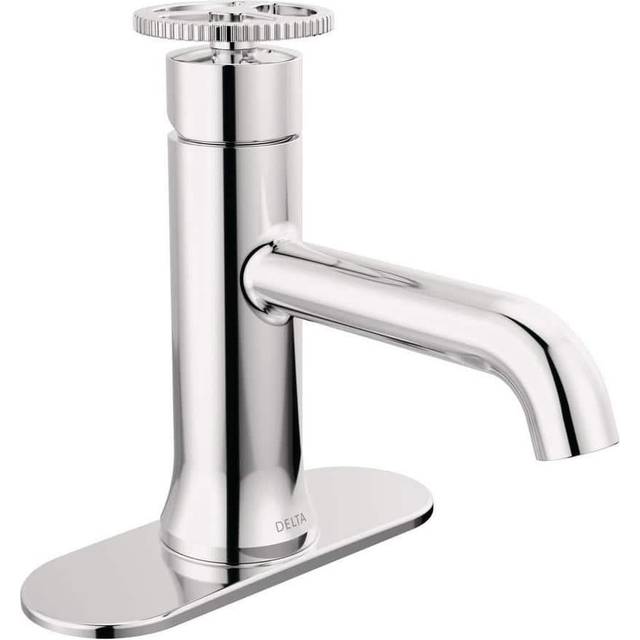 Delta Faucet Trinsic Single Hole Bathroom Faucet  Single Handle Bathroom Faucet Chrome  Bathroom Sink Faucet  Diamond Seal Technology  Drain Assembly