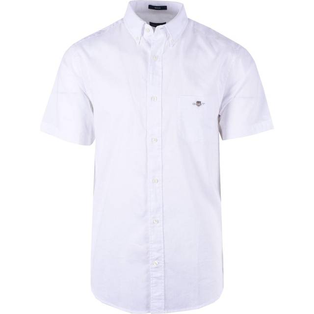 GANT Men's Regular Fit Cotton Linen Short Sleeve Shirt - White - Size: 40/Regular