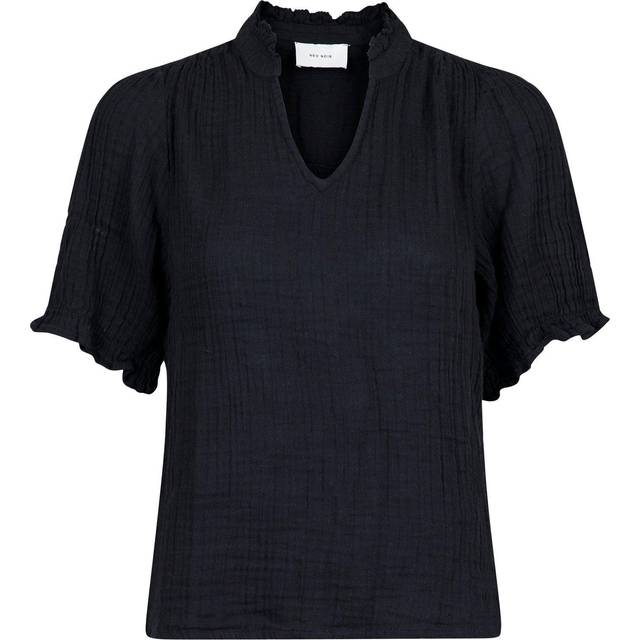 Neo Noir, Blusar & Skjortor , Dam, XL, Bomull, Svart Blus med Puffärmar - black (XL)