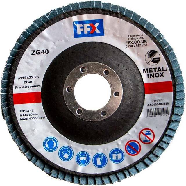 Abracs ABFZ115B040 Zirconium Flap Discs Coarse 40 Grit - 115 x 22.23mm