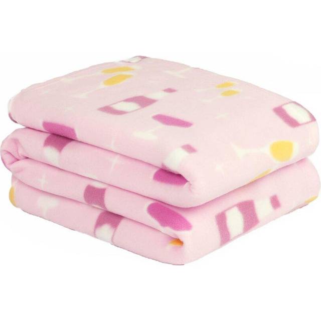 Dreamscene Prosecco Print Fleece Throw, Blush - 120 x 150 cm - Pink