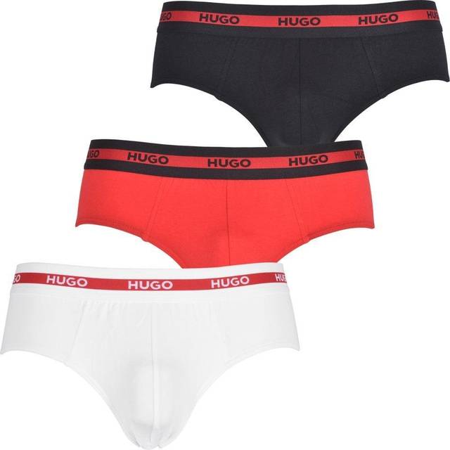 HUGO Herr HIPBR Triplet Planet trepack trosor av stretchbomull med logotyper på linningen, Ljus Red621, M