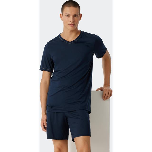 Schiesser herr Pyjamasset Pyjamas kort, Mörkblå, 52
