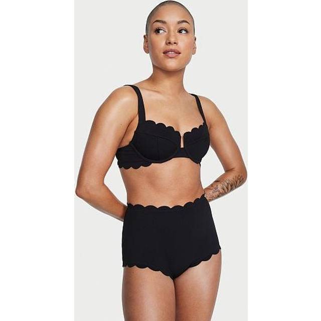 Victoria's Secret Black Scallop Full Coverage Swim Bikini Top - black - 34 D