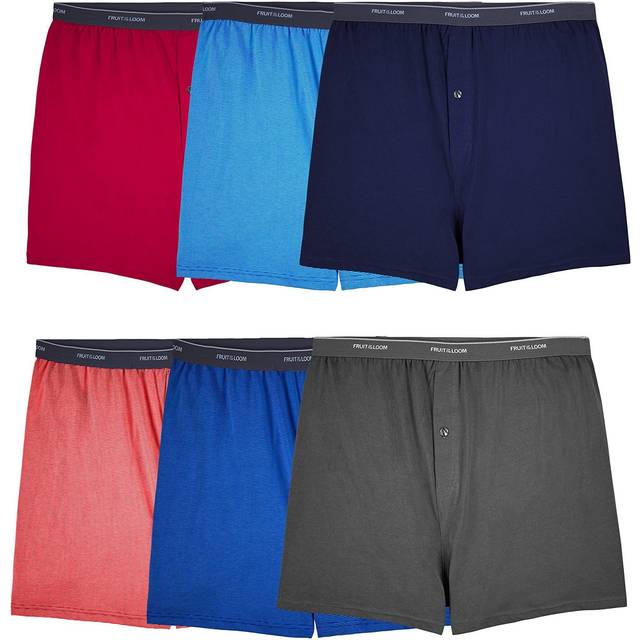 Fruit of the Loom Men's Big Man Tag-Free Knit Boxer Shorts  Relaxed Fit  Moisture Wicking  Assorted Color Multipacks  4X-Large