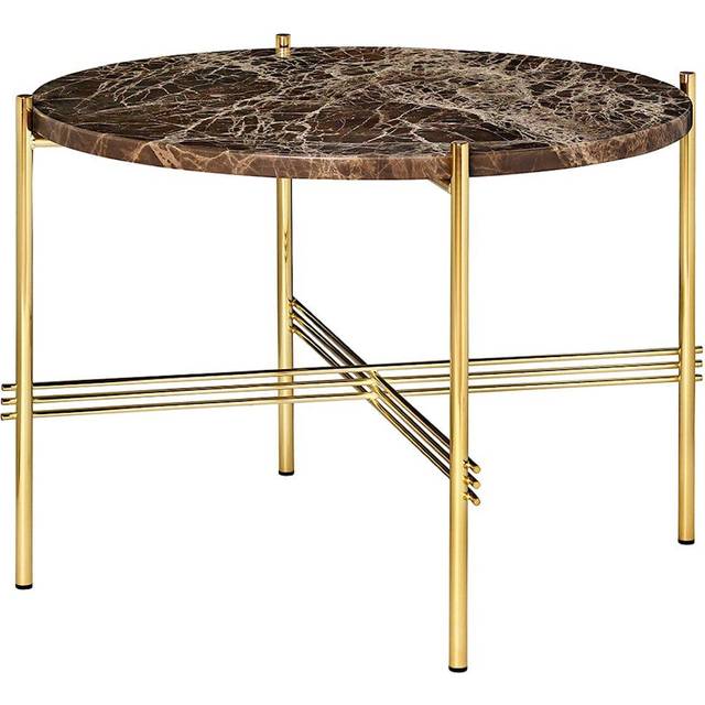 GUBI Ts sofa table brass legs O 55 Cm glass graphite black