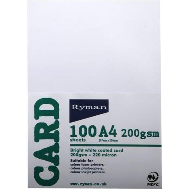 Ryman Card A4 200gsm 100 Sheets, White