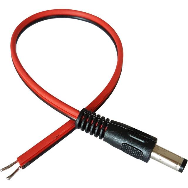0.3m DC Power Patch Cable Lead 5.5mm x 2.1mm Male Plug to Bare Ends CCTV Camera