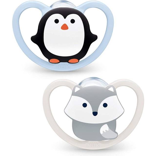 NUK Rymdsugare 0-6 mdr 2-pack - Pingvin & Varg