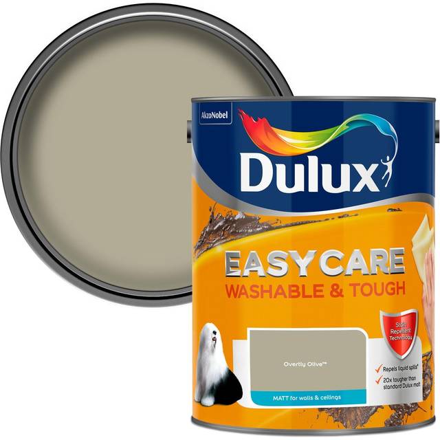 Dulux Easycare Washable and Tough Matt, Overtly Olive 5L, Interior Emulsion Paint, Paints, Wall and Ceiling Paints