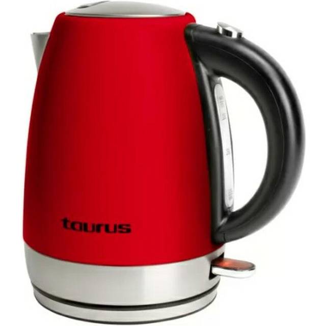 Taurus Vintage Red - vattenkokare, 2200W, 1,7L, 360° svängbar bas, ergonomiskt handtag, automatisk avstängning, öppningsknapp, avtagbart filter, kabelfodral, rostfritt stål
