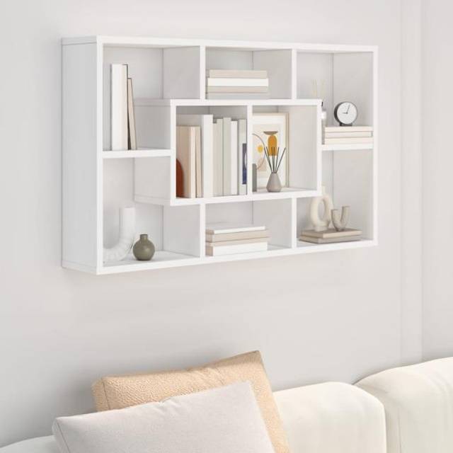 (white) vidaXL Wall Shelf Home Living Room Hanging Rack Floating Shelf Engineered Wood