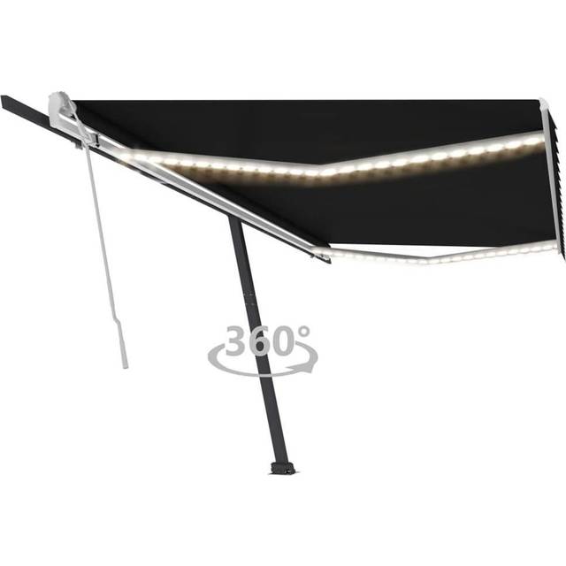 vidaXL Manual Retractable Awning with LED 500x300 cm Anthracite