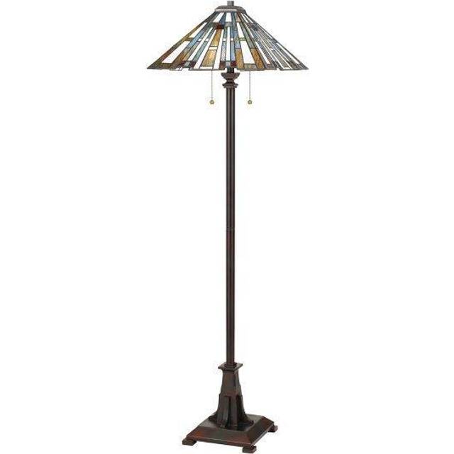 Quoizel Maybeck 2 Light Tiffany Style Floor Lamp - Valiant Bronze
