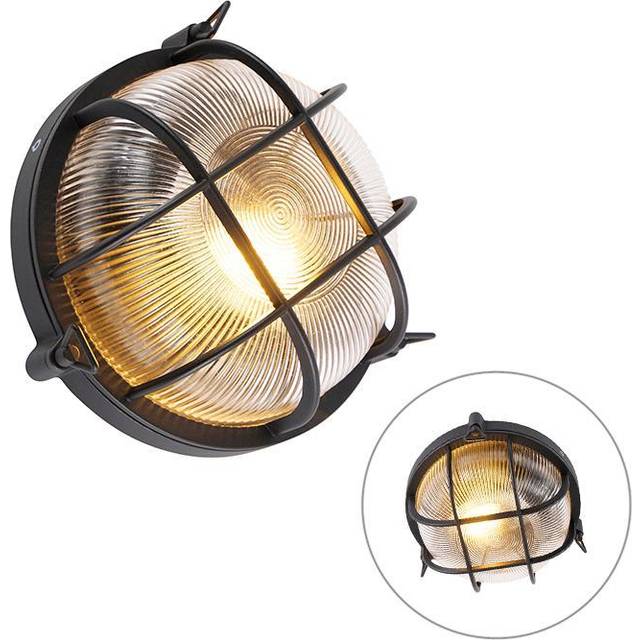 Qazqa - Industrial Round Wall Light Black IP44 - Noutica