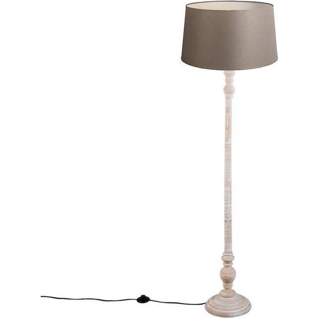Rustik golvlampa taupe med linneskärm 45 cm - Classico