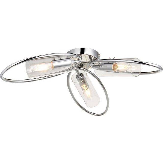 Ensora Lighting Evan 3 Light Semi Flush Light Fitting Chrome, Silver