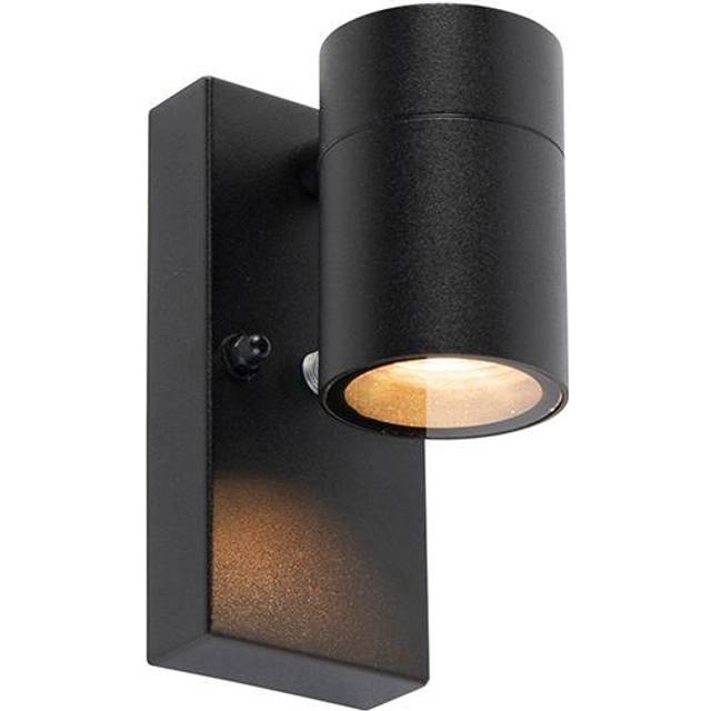 Qazqa - Modern Outdoor Wall Light Black IP44 with Dusk Sensor - Solo