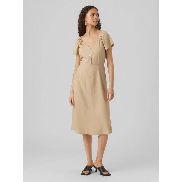 VERO MODA kvinnlig klänning VMMYMILO SS Calf Dress WVN GA, Irländsk grädde, S