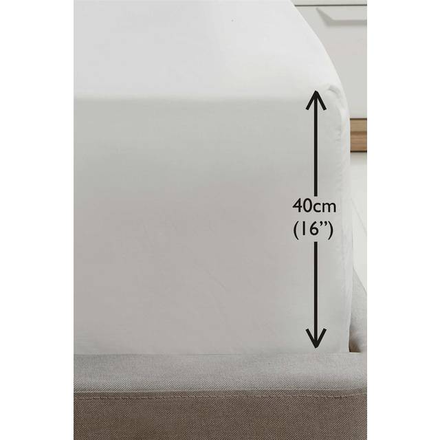 "Rapport Luxury Super Soft Percale Plain 16"" Deep Fitted Sheet Double White Fitted Sheet"