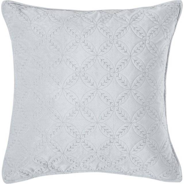 Luxury Grey Quilted Velvet Cushion Cover Geometric ‘Eternity Ring’ Pattern, 45 x 45 cm - Gris