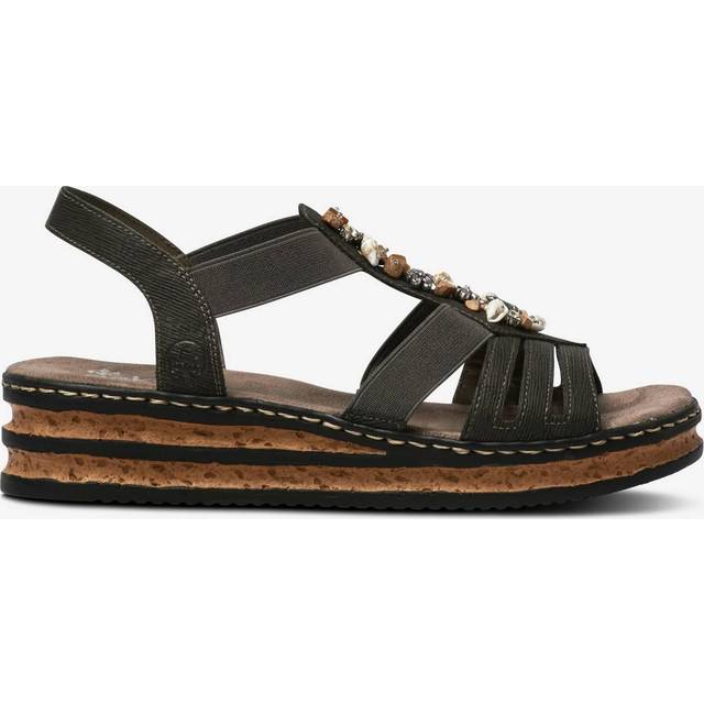 Rieker damtofflor 62949, trosor på kvinnor, Beige 45, 39 EU smal