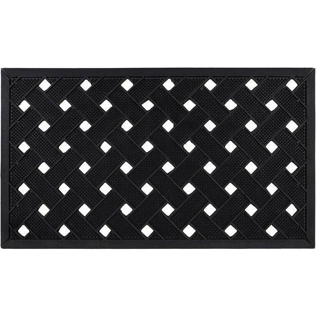 Lattice Scraper Rubber Studs Doormat - Black