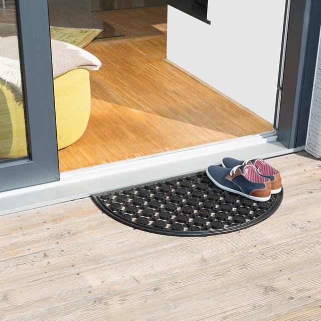 Relaxdays Semi-Circle Round Doormat made of Rubber Anti-Slip & Weather-Proof from Rain and Snow Floor Mat for Hallway, Balcony, Patio, Veranda...