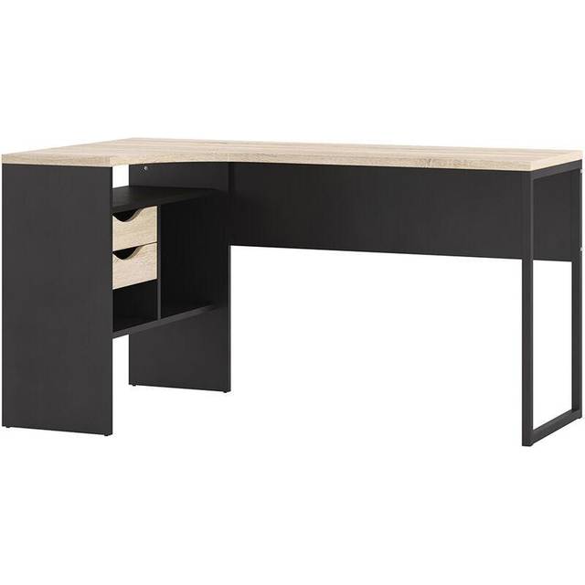 Function Plus Black and Oak Effect 2 Drawer Corner Desk
