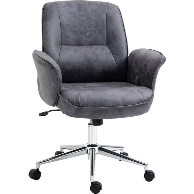 Vinsetto High Back Home Office Chair Swivel Microfibre Fabric Desk Chair - Grey | TJ Hughes
