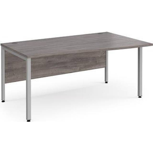 Maestro 25 right hand wave desk 1600mm wide - silver bench leg frame, grey oak top