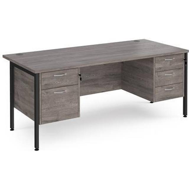 Maestro 25 straight desk 1800mm x 800mm with 2 and 3 drawer pedestals - black H-frame leg, grey oak top