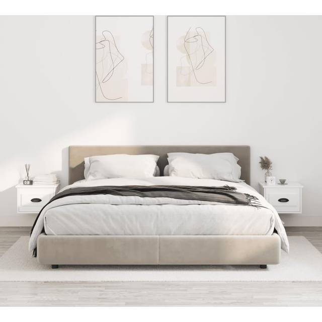 vidaXL Wall-mounted Bedside Cabinets 2 pcs High Gloss White 41.5x36x28cm