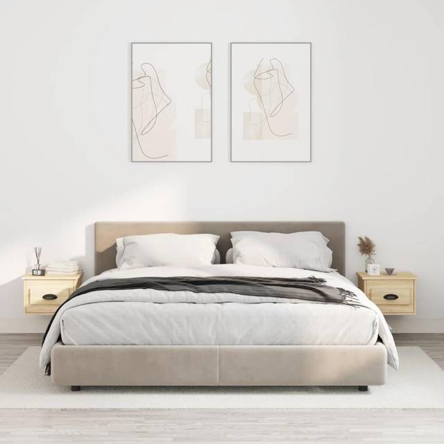 vidaXL Wall-mounted Bedside Cabinets 2 pcs Sonoma Oak 41.5x36x28cm - Brown