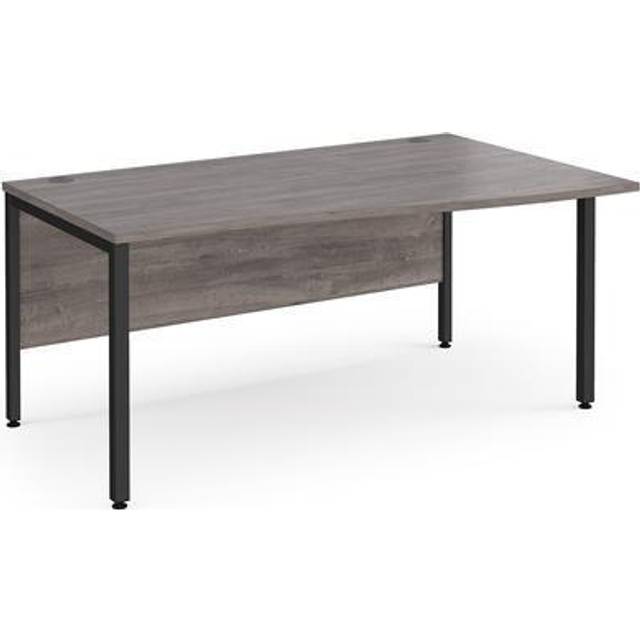 Maestro 25 right hand wave desk 1600mm wide - black bench leg frame, grey oak top