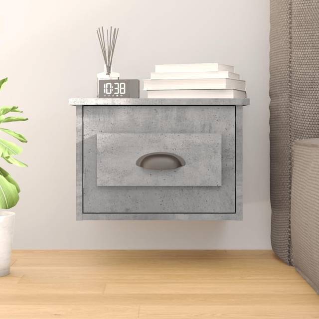 (concrete grey, 1 pcs) vidaXL Wall-mounted Bedside Cabinets Floating Nightstand Bedroom Side Table