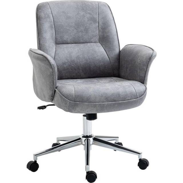 Vinsetto Swivel Ergonomic Office Chair Mid Back Desk Chair For Home Study Bedroom, Light Grey