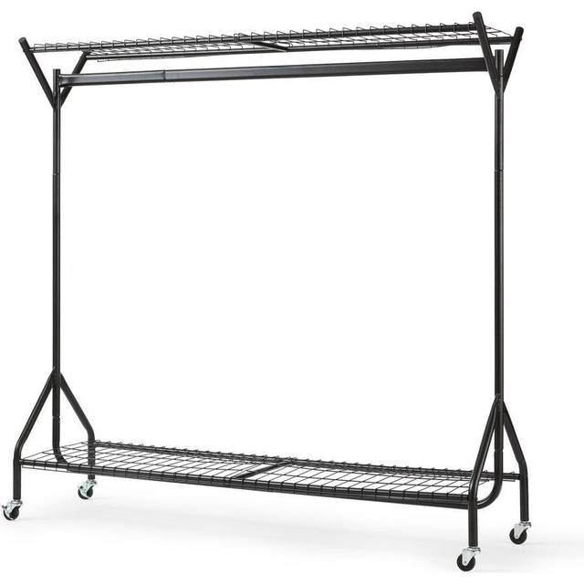 Black Clothes Rail with Shoe Rack Shelf and Hat Stand - Black / 150cm