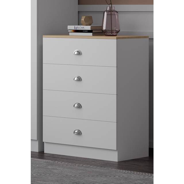 FWStyle Tunis 4 Drawer Chest of Drawers Sideboard Matt Black Modern Metal Handle