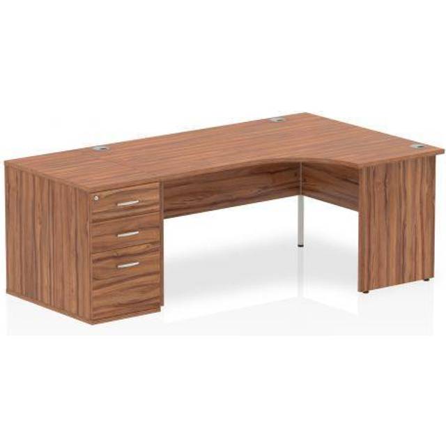 Impulse 1600mm Right Crescent Office Desk Walnut Top Panel End Leg Workstation 8